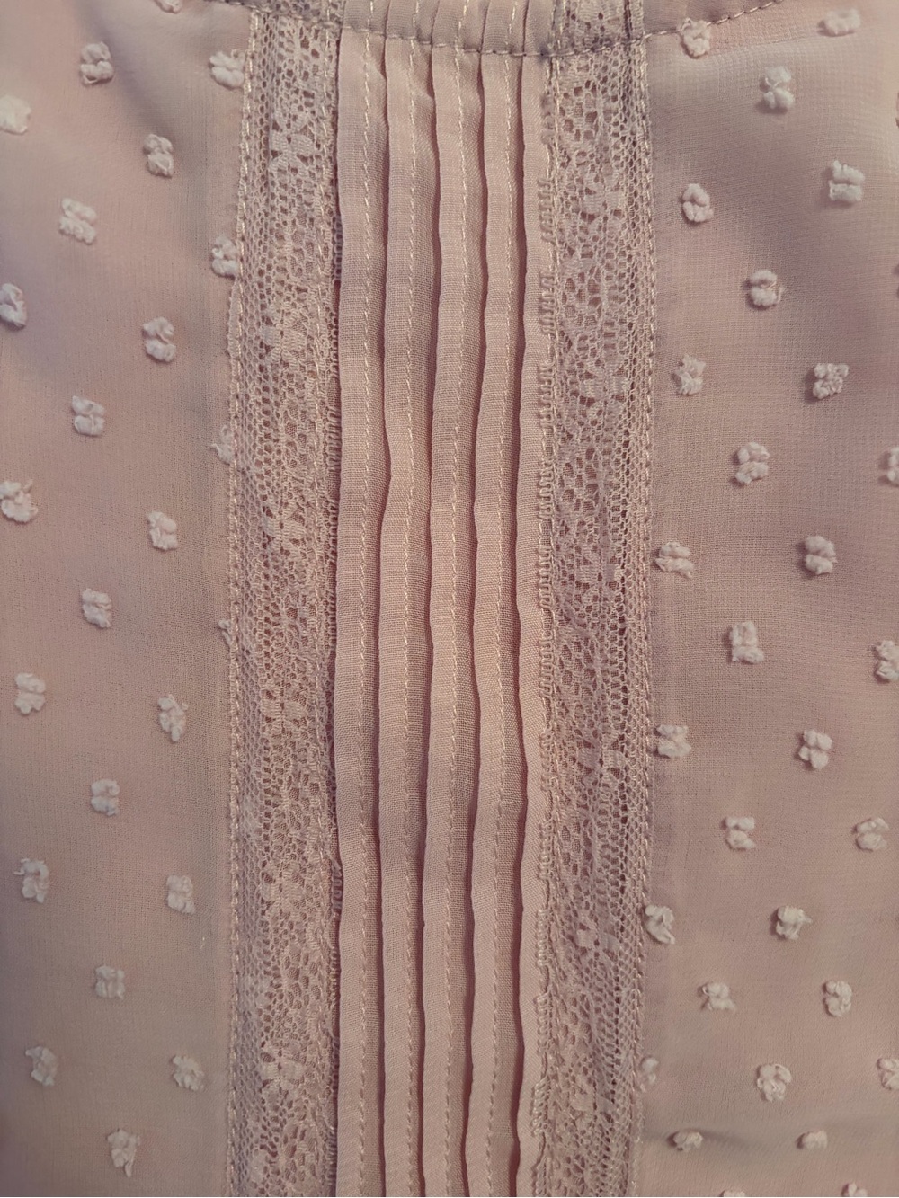 LC Lauren Conrad Blush Pink Swiss Dot Lace-Trim Dress